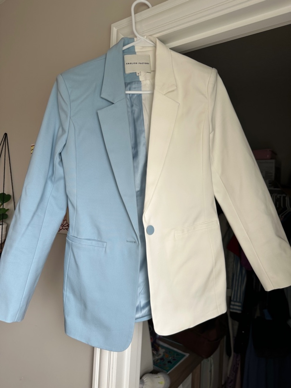 English Factory Two-Tone Blue and White Blazer